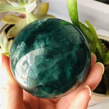 6cm AAAAA+Natural fluorit verde glob de cristal familie decorative ball de Halloween, Crăciun, cadou+ suport lemn