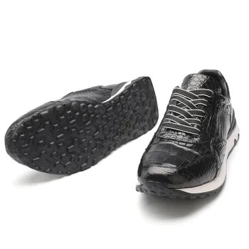 Bărbați de Afaceri de Lux Pantofi de Sport de Înaltă Calitate Negru Dantelă-Up Plate Rezistent la Uzură Adidași din Piele Confortabil Pantofi de Funcționare