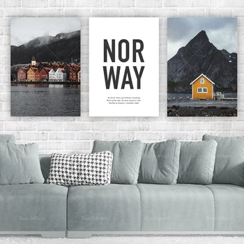 Norvegiană casa de imprimare, Scandinave artă decorativă pereți, Nordic peisaj printuri, norvegiană casa postere