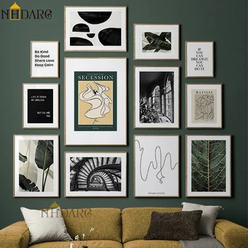 Matisse Abstract Verde Frunze Naturale, Alb-Negru Imprimare Panza De Tablou Poster De Perete Poza De Artă Living Home Decor