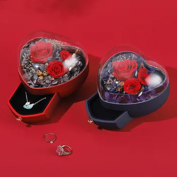 Exploziv Cutie de Cadou in forma de Inima Eternă Floare Trandafir Cutie de Bijuterii de Nunta Petrecere de Ziua de Crăciun Cadou de Ziua Îndrăgostiților