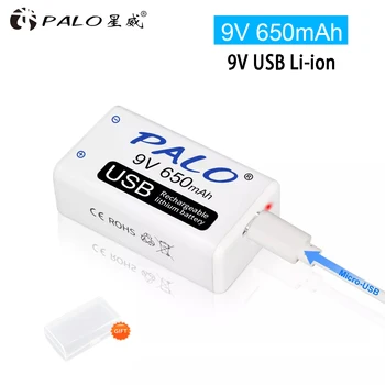 PALO 1-10buc USB 9V baterie Reîncărcabilă Baterie 650mAh Micro USB 9 volți litiu Li-ion pentru Multimetru Control de la Distanță Jucărie