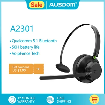 AUSDOM&MIXCDER A2301 V5.1 Wireless de Birou set de Căști cu Microfoane de Reducere a Zgomotului, de Tip C Taxa 32h Convorbiri Telefonice Căști