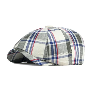 Beretele Hat Pentru Barbati Femei Primavara-Vara Subțire Duckbill Octogonal Pălărie pălărie de sex Feminin Clasic Carouri Capac de vânzător de ziare boina masculina