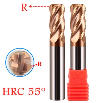 HRC55 HRC60 HRC65 1mm 4mm 6mm-20mmAlloy Acoperite cu Tungsten din Oțel Instrument Tăietor Colț Rotund freza 4 Fluiere unelte de Frezat CNC