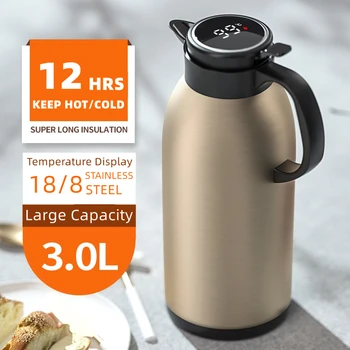2L/3L Capacitate Mare de Izolare Termică Oală Portabil de Căldură Ibric de Cafea Ceai Termosuri din Oțel Inoxidabil 18/8 Inteligent Termos Bot