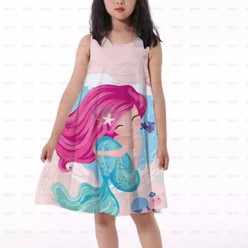 Disney Princess Girl Mica Sirena Ariel Dress Copii Cosplay Costum Carnaval Copii Ziua De Nastere Haine De Petrecere Rochie De Vara Fete