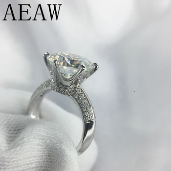 AEAW 3 Carate ct 9mm Logodna BUNĂ Culoare de Nunta Rotund Moissanite Inel de Laborator Crescut de Diamant Inel din Argint 925 Pentru Femei