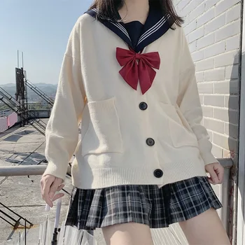 Japoneză Coreeană De Moda Pulover Fata Marinar Uniformă Școlară Cardigan Cosplay Costum Pulovere Anime Student De Colegiu Stil Cardigan