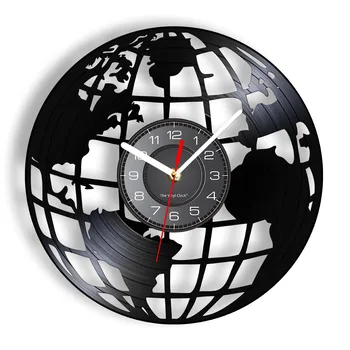 Earth 3D Ceas de Perete Glob Harta Decor Acasă disc de Vinil Ceas de Perete Hartă a Lumii Interioare Moderne Ceas Cadou de casă nouă