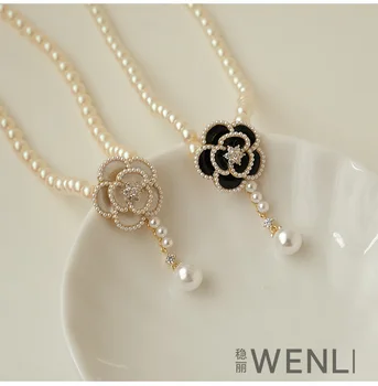 Camellia colier de lux lumina nișă colier de perle de sex feminin de vară proaspăt mic floare dulce clavicula lanț