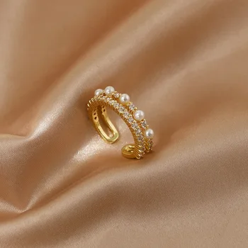 LATS-ul de Lux de Culoare de Aur Simulate Perla Inele pentru Femei Cupru Inel Deschis Petrecere Comună Inel 2022 Moda Bijuterii Elegante Cadouri