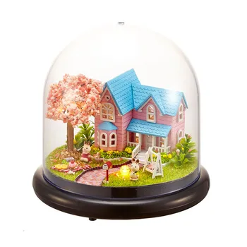 Casa Jucării Diy Casa Papusa Include capac de praf Mobilier casă de Păpuși în Miniatură miniaturas Casă de Păpuși Jucarii pentru Copii Cadou de Ziua de nastere