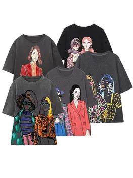 KLKXMYT TRAF Femei T-Shirt 2023 Topuri de Vara Noi Fete de Moda Vintage Y2k Haine cu Maneci Scurte Casual Harajuku Tricou