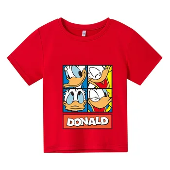 Disney Donald Duck pentru Copii Haine pentru Mama Copilului Tricou pentru Fete de Moda Haine Băiat Copil de Desene animate Donald Short Sleeve T-Shirt