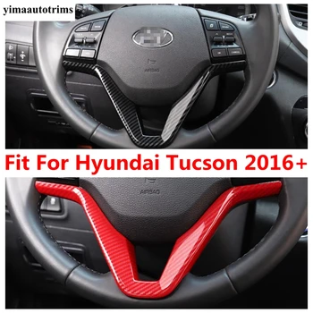 Auto Volan, Cadru de Acoperire Decor Ornamental Pentru Hyundai Tucson 2016-2020 ABS Rosu / Mat / Fibra de Carbon, Accesorii Auto Interior