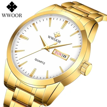WWOOR Nou Clasic Simplu Quartz cu Data Brand de Lux Ceasuri Ceas de mână pentru Bărbați din Oțel Inoxidabil Ceas de sex Masculin Reloj Hombres