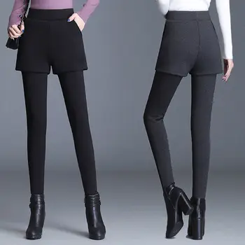2022 Femei De Moda De Iarnă Solid Cald Pantaloni Fuste Feminine Strâns Catifea Îngroșa Pantaloni Fusta Doamnelor Întinde Subțire Jambiere F01