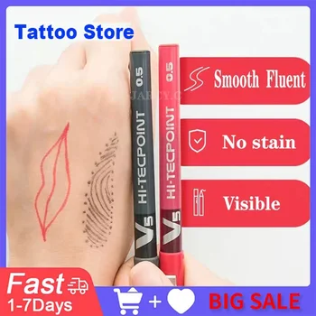 1buc 0.5 mm Rosu Negru Microblading Piele Marker Stilou Tatuaj Piele Scrib Pen Machiaj Permanent rezistent la apa Sprancene Tatuaj Buze Consumabile