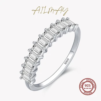 Ailmay 100% Argint 925 Moda Smarald Tăiat Dreptunghi AAAAA CZ Inele Pentru Femei de Lux de Nunta de Logodna Bijuterii Fine