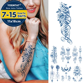 Semi-Permanent Impermeabil Tatuaj Temporar Autocolante Test Te Iubesc Flori Genipin Pe Bază De Plante Suc De Durată Cerneală Fals Braț, Picior, Tatuaj