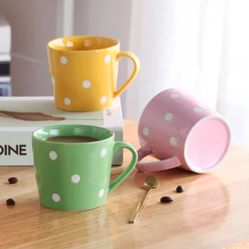 Drăguț 200ml Polka Dot Cani de Cafea cu Lapte Cana Ceramica Creative Suc de Apă Cana Acasă Drinkwares Rosu Roz