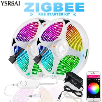 Zigbee mini Controler RGB 10M DC12V RGB 5050 60leds/m IP65 RGB LED strip lumina+kit de Alimentare Cu ZIGBEE 3.0 Amazon Echo Plus
