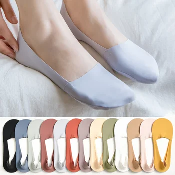 3 Perechi de Vară pentru Femei Șosete de Bumbac Show Low Cut Glezna Silicon Non-alunecare de Femeie Invizibilă Papuci de Pantofi Subtiri confortabil scurt ciorap