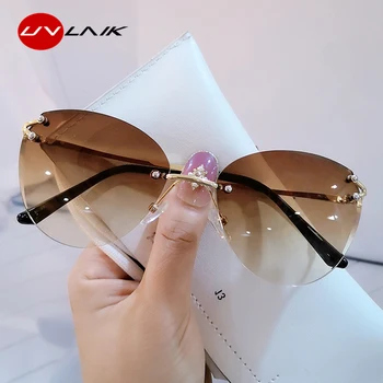 UVLAIK 2021 fără ramă Ochi de Pisica ochelari de Soare pentru Femei Brand de Lux Gradient de Ochelari de Soare pentru Femei Tăiere Obiectiv Cateye UV400 Ochelari