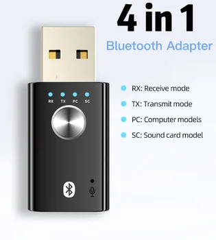 4-ÎN-1 Adaptor Bluetooth USB 5.1 Muzica Stereo Audio Receptor-Transmițător Pentru PC TV Căști Cu Microfon Wireless Bluetooth Dongle