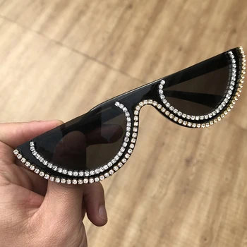 ZAOLIHU Designer de Moda Jumătate Cadru Rotund ochelari de Soare pentru Femei Negru Culorile Alb Diamant UV400 Ochelari de Bling Bling Gafas de sol