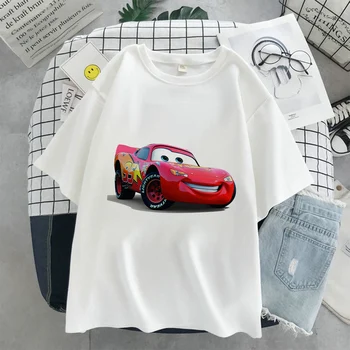 Disney Patru Sezoane Noi Mașini De Imprimare Femei T-Shirt White Lightning McQueen Moda Model Rafinat De Sex Feminin Tricou Top Vinde Tees