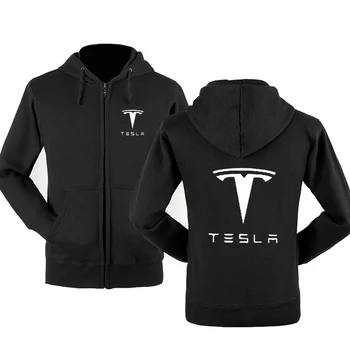 Noua Moda Auto Tesla A Logo Hanorac Hanorace Barbati Hoody Primavara Toamna Lână De Bumbac Cu Fermoar Jacheta HipHop Harajuku De Îmbrăcăminte De Sex Masculin