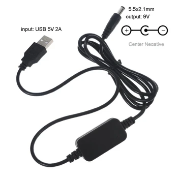 USB 5V la 9V 5.5x2.1mm Sfat Negativ Maneca Pozitiv USB la 9V Cablul de Alimentare pentru Efecte Chitara Pedale și mai mult