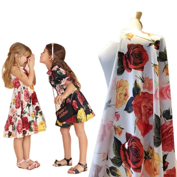 Rose Imprimate Tesatura de Poliester Brand de Moda de Design pentru Părinte-copil Îmbrăcăminte pentru Copii DIY Cusut Țesături Rochie Pe Metru