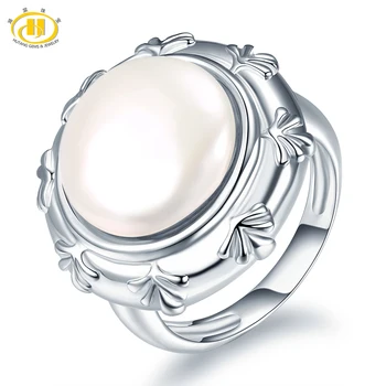 Hutang Masiv 925 Sterling Silver Rng Alb de apă Dulce Pearl Inele Stil de Moda Bijuterii Fine pentru Femei, Cadou de Crăciun