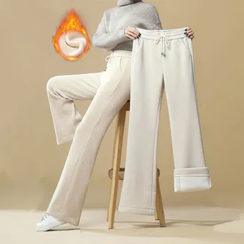 Femei De Moda Pantaloni Talie Mare Pantaloni De Catifea Supradimensionat Flare Nou Casual Vintage De Catifea Caldă Largi Picior Pantaloni Largi Creion De Bază