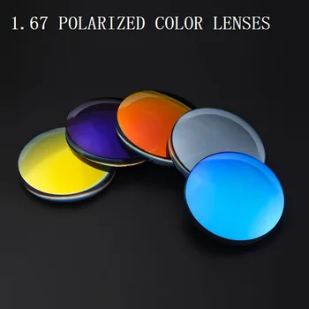 1.67 Polarizate colorate sferice brand baza de prescriptie medicala miopie ochelari de soare lentile UV400 ochelari optice lentile pentru ochelari de soare de sticlă