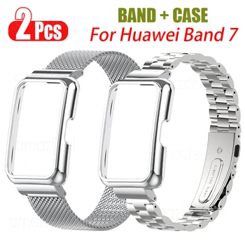 Huawei Band 7 Curea Caz Protector Bratara Pentru Huawei Band 6/6 Pro Metal Inoxidabil Bratara din Otel Pentru Onoare Trupa 6 rama de Acoperire