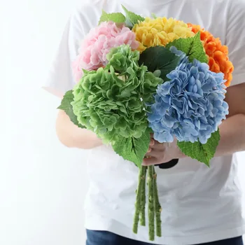 3D Latex Artificial Flori Hortensie Simt Mână de Hidratare Mare Floare Hortensie Decor Floral pentru Acasă Nunta Aranjament