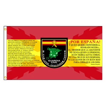 3X5FTS Spania Steagul Cu Cruce De Burgundia Garda Civilă Suport Scut