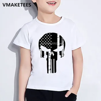 Copii Vara Maneca Scurta Fete si Baieti tricou Copii Punisher Craniu Rece Print T-shirt de Moda Casual, Haine pentru Copii,HKP5022