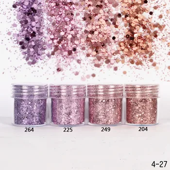 1 Borcan/Cutie 10ml 3D Unghii Roz Violet Mix de Unghii Sclipici Pulbere Paiete Praf pentru Unghii 300 de Culori pentru Gel de unghii cu Paiete Set