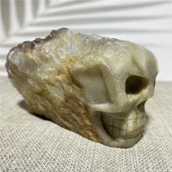 Naturale Craniului Cluster De Cristal De Cuarț Wicca Pietre De Vindecare Reiki Specimen Craniu De Halloween Ornament Decor Pentru Camera