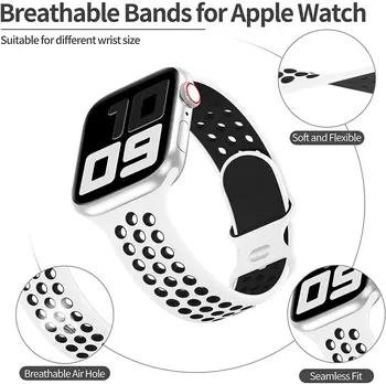 Sport Curea Pentru Apple Watch 44mm Band 8 SE 6 5 4 45 40mm Silicon Respirabil correa apple watch ultra 49mm Seria 7 3 2 38 42mm