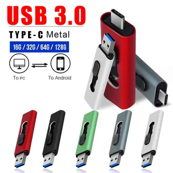 USB 3.0 Type-C USB Flash Drive pendrives OTG Pen Drive 32GB 256GB 64GB 128GB USB pendrive Stick 2 in 1 de Mare Viteză Pendrive