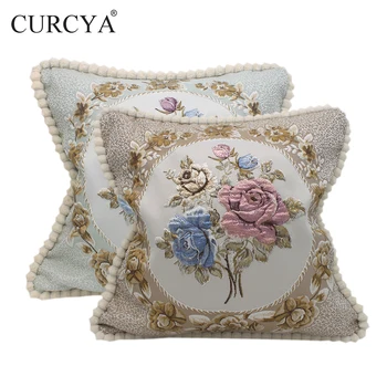 CURCYA de Lux Jacquard Florale Brodate Pernă Acoperă Elegant Clasic de Pernă pentru Decor Acasă