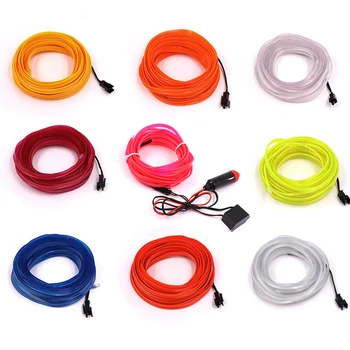 1m/3m/5m Sewable EL Sârmă Tron Glow Wire Ușor de Coase Etichete flexibile led Neon Benzi + 12V invertor auto driver transport Gratuit