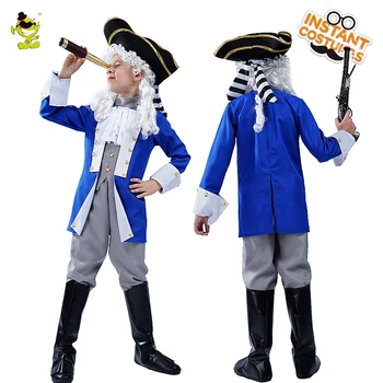 Purim Haine pentru Copii Colonial General Costume Cosplay Crăciun Boy Blue Pirate General Tinutele Costum pentru Copil