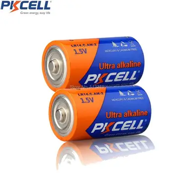 2 buc PKCELL Baterii Alcaline de 1,5 V LR14 AM-2 C Dimensiune Superioară R14P Pilhas UM2 Pentru Aragaz, Mircophone, Incalzitor de Apa